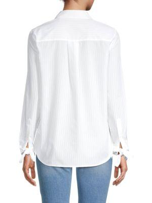 Cuff Sheer Pinstripe Button-Down Shirt商品第2张图片规格展示
