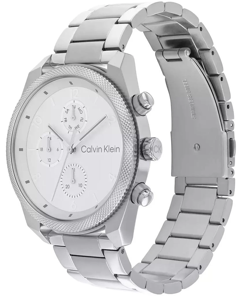 商品Calvin Klein|Men's Multifunction Silver-Tone Stainless Steel Bracelet Watch 44mm,价格¥996,第2张图片详细描述