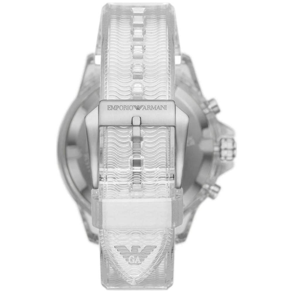 商品Emporio Armani|Men's Chronograph Clear Polyurethane Strap Watch 44mm,价格¥2210,第3张图片详细描述