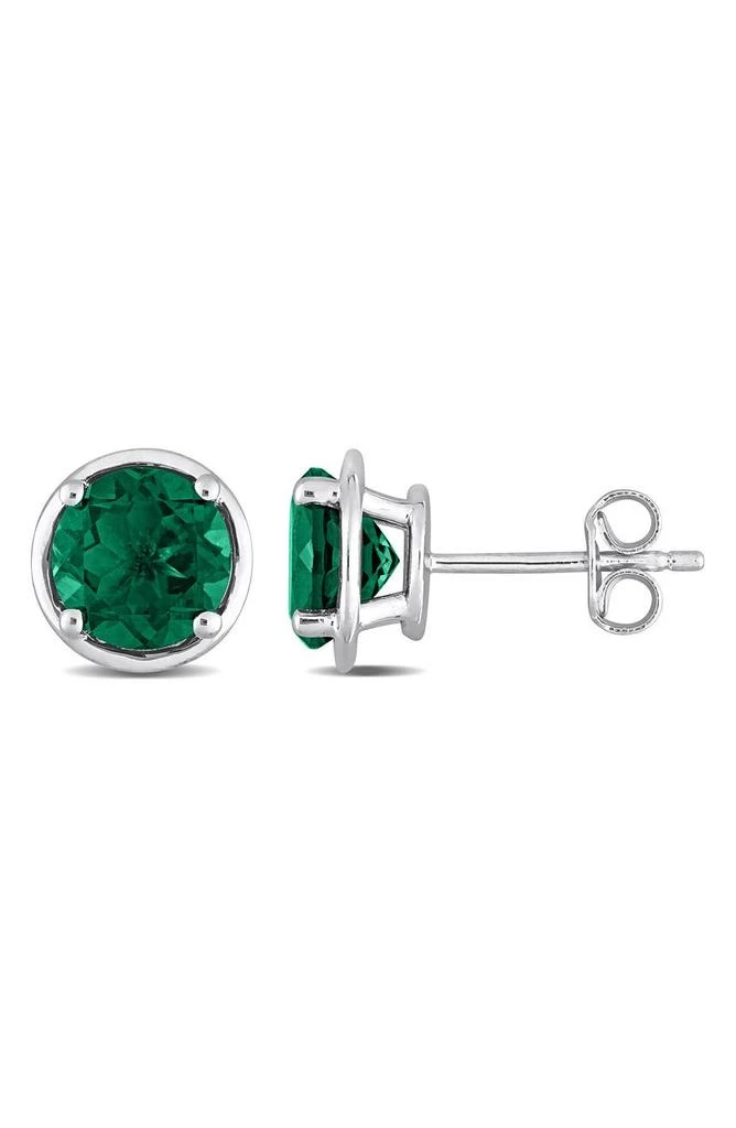 商品DELMAR|Sterling Silver Lab Created Emerald Stud Earrings,价格¥820,第1张图片