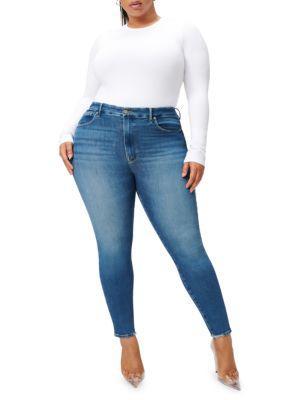 商品Good American|Good Legs High Rise Distressed Stretch Skinny Jeans,价格¥522,第1张图片