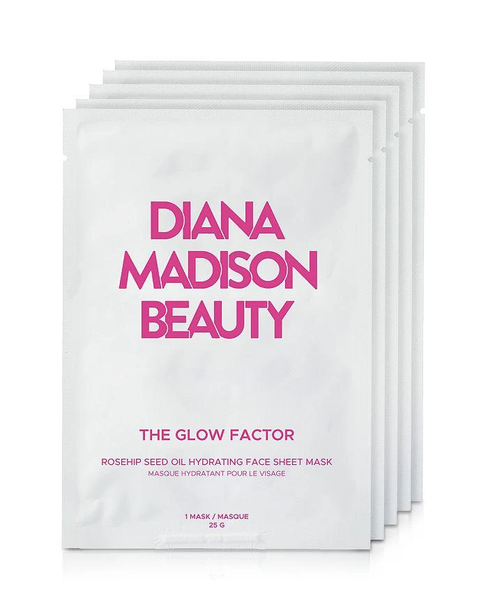 商品DIANA MADISON BEAUTY|The Glow Factor Rosehip Seed Oil Hydrating Face Sheet Mask, Pack of 5 ($50 value),价格¥303,第4张图片详细描述