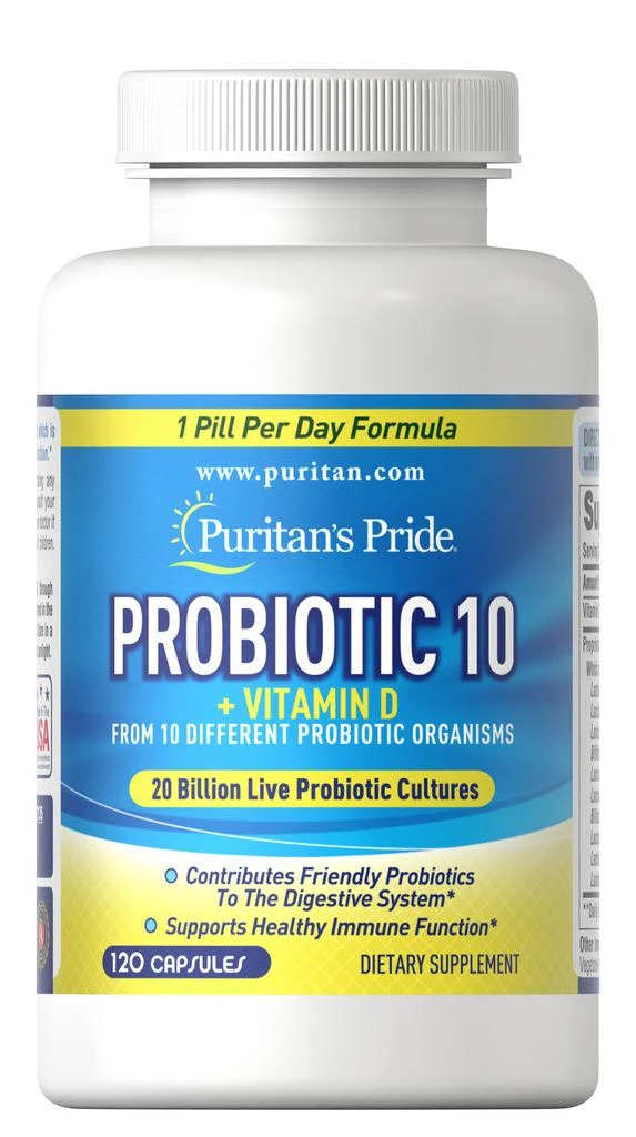 商品Puritan's Pride|Probiotic 10 with Vitamin D 120 Capsules,价格¥492-¥983,第1张图片