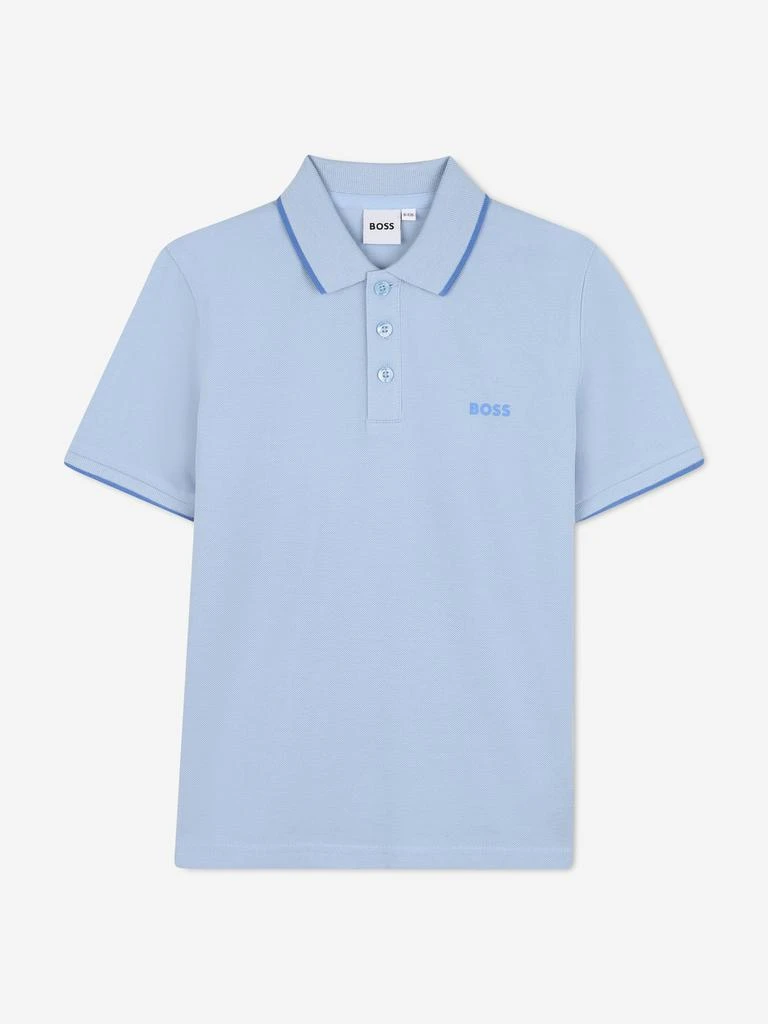 商品Hugo Boss|BOSS Boys Logo Print Polo Shirt in Blue,价格¥371,第1张图片
