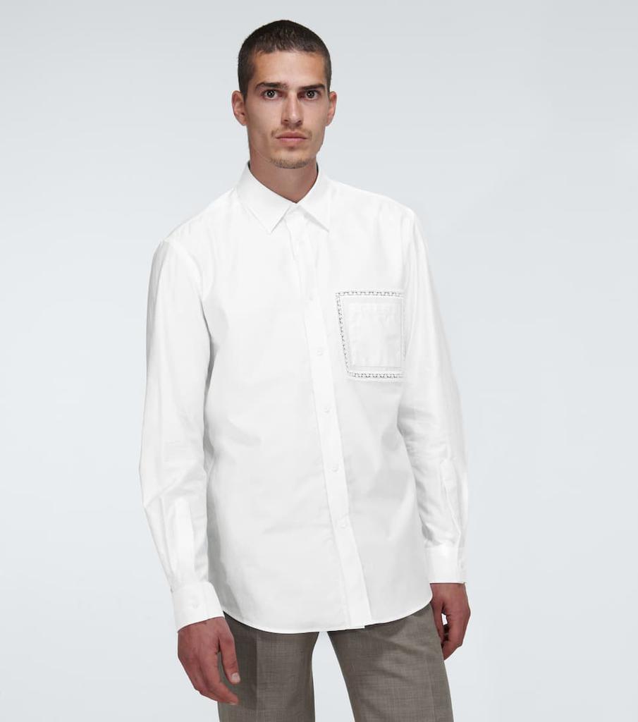 棉质蕾丝细节牛津长袖衬衫商品第3张图片规格展示