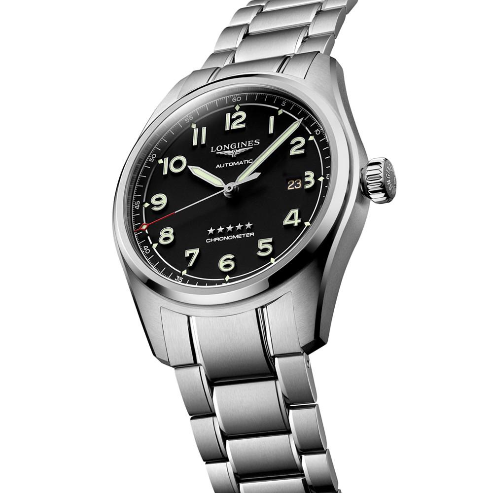Men's Swiss Automatic Silver-Tone Stainless Steel Bracelet Watch 42mm商品第4张图片规格展示