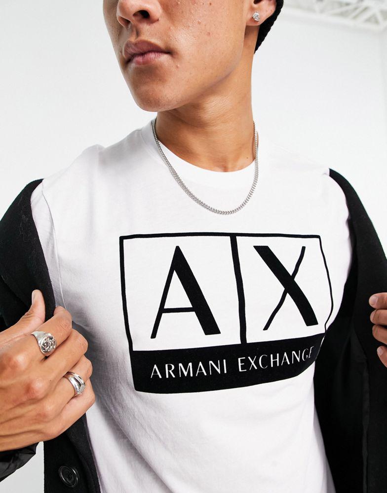 Armani Exchange box logo t-shirt in white商品第2张图片规格展示