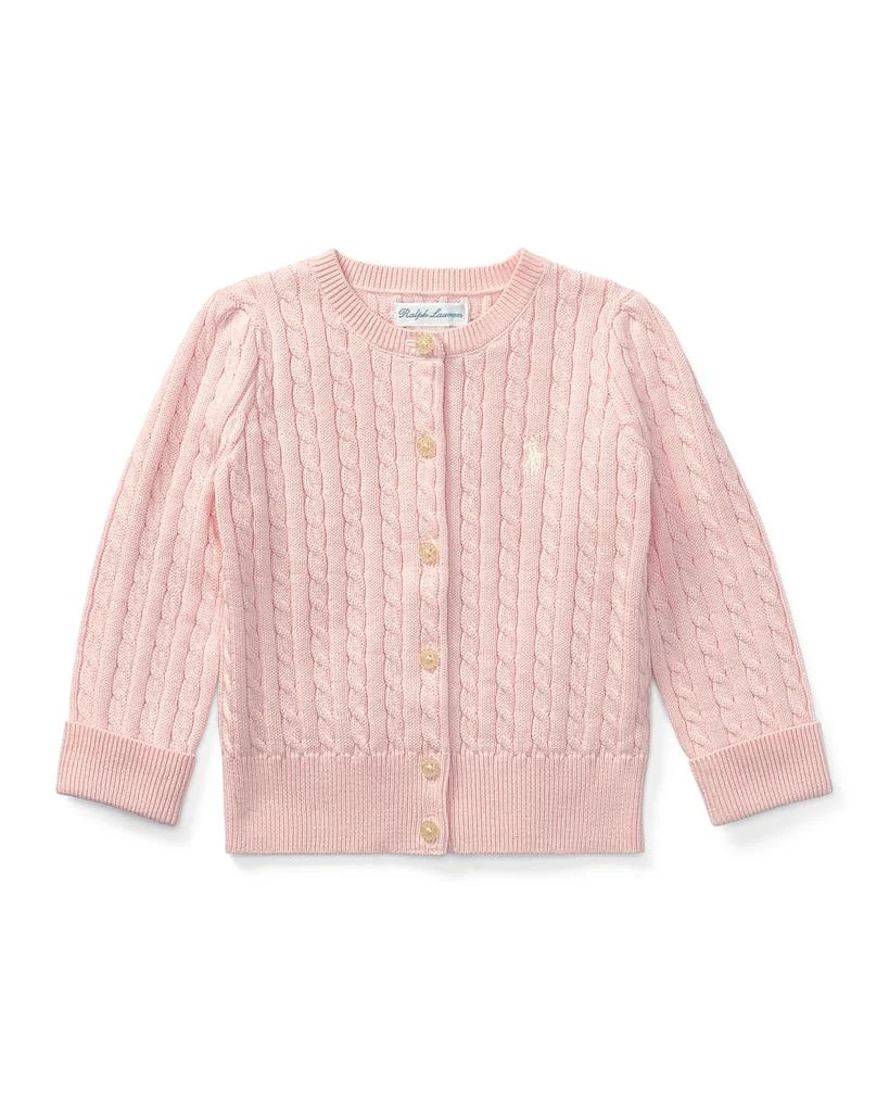 商品Ralph Lauren|Cable Knit Cotton Cardigan, Size 3-12 Months,价格¥392,第1张图片