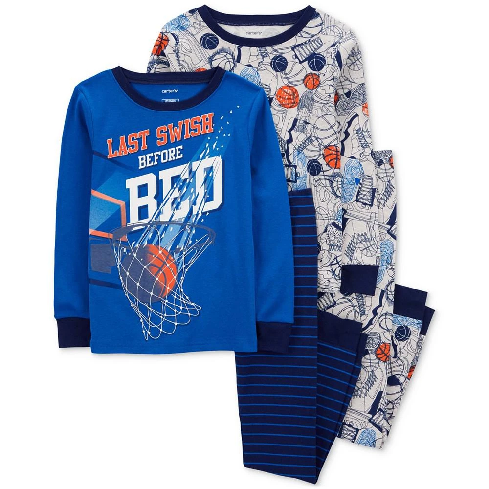 商品Carter's|Big Boys Basketball Swish Pajamas, 4 Piece Set,价格¥138,第1张图片