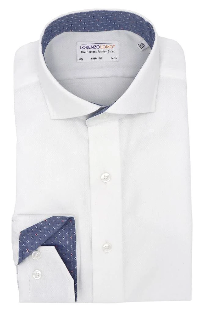 商品Lorenzo Uomo|Solid Textured Trim Fit Dress Shirt,价格¥414,第1张图片