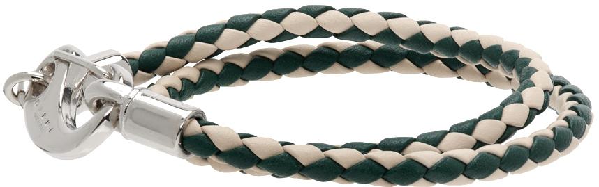 White & Green Double Wrap Braided Bracelet商品第3张图片规格展示