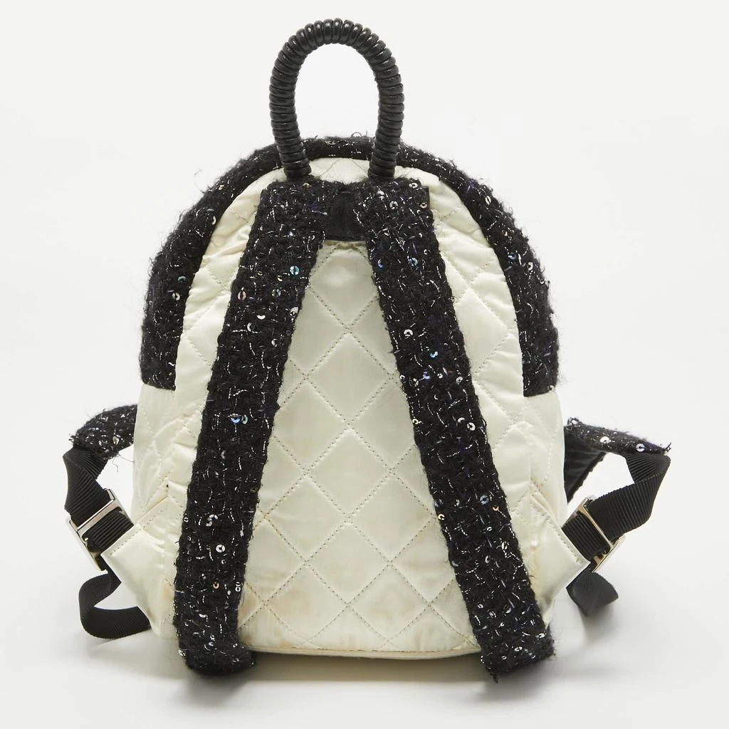 商品[二手商品] Chanel|Chanel Black/Off White Quilted Satin and Tweed Sequins Mini Backpack,价格¥14759,第4张图片详细描述