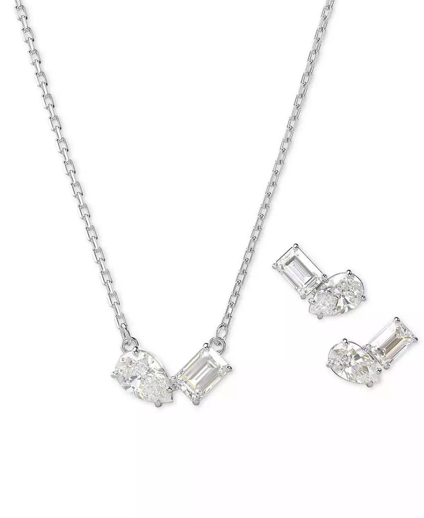 商品Swarovski|Rhodium-Plated Mixed Crystal Pendant Necklace & Stud Earrings Set,价格¥1488,第1张图片