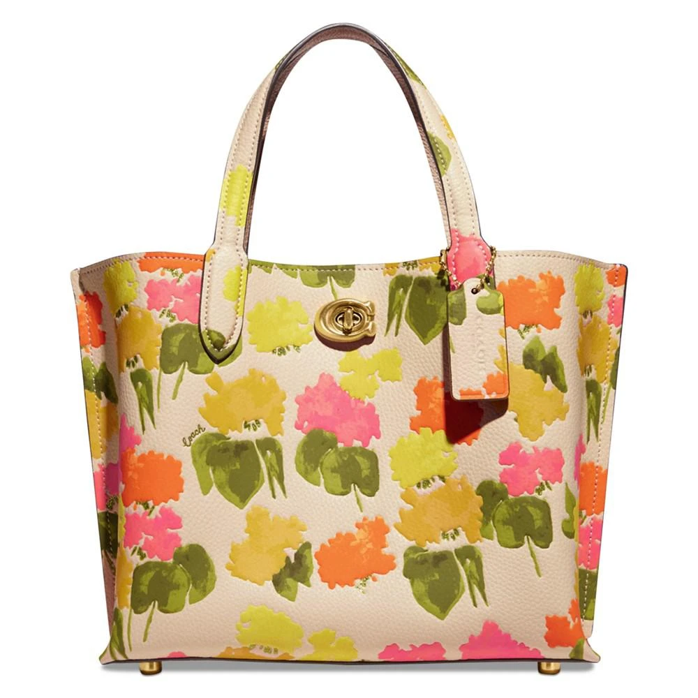 商品Coach|Floral Printed Leather Willow Tote 24,价格¥1620,第1张图片