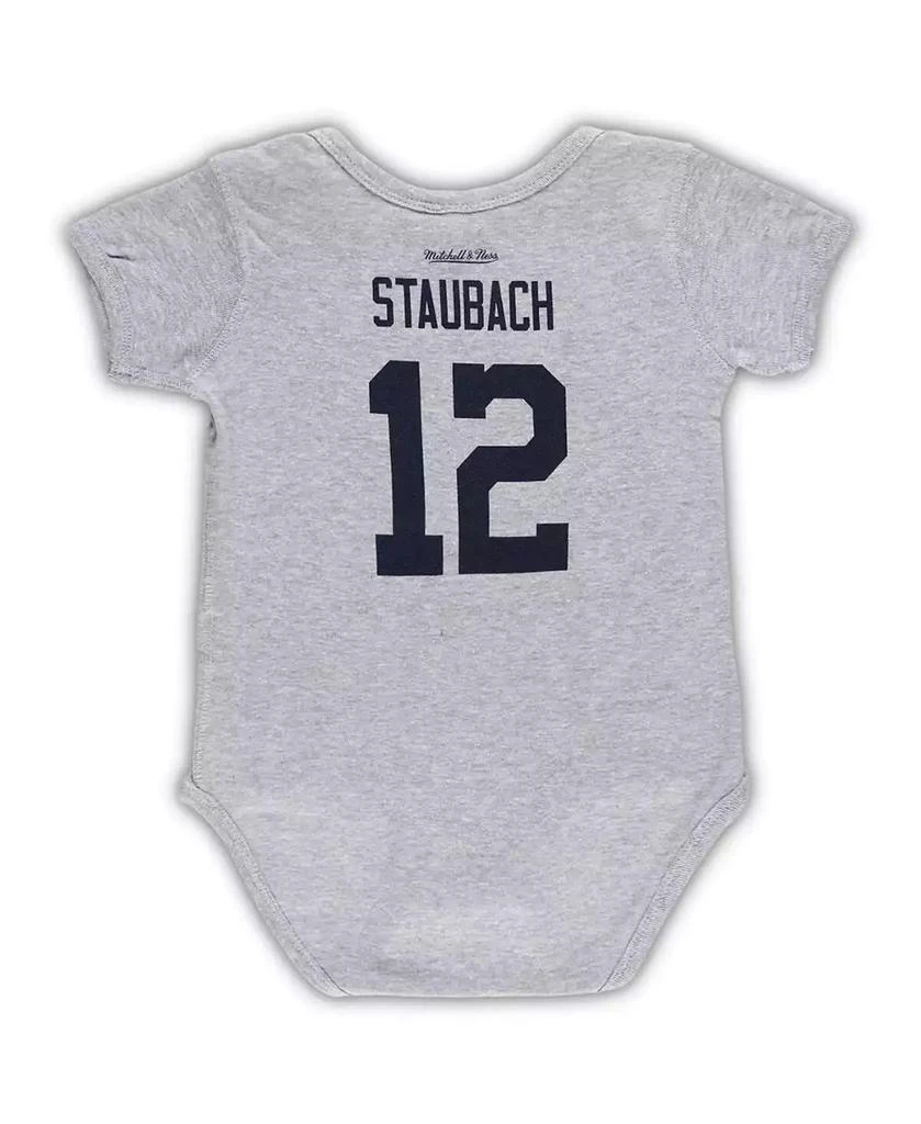 商品Mitchell & Ness|Infant Boys and Girls Roger Staubach Heathered Gray Dallas Cowboys Mainliner Retired Player Name and Number Bodysuit,价格¥215,第3张图片详细描述