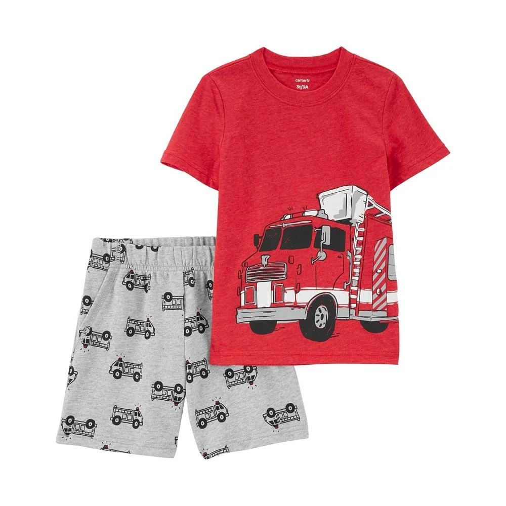 商品Carter's|Baby Boys Fire Truck T Shirt and Shorts, 2 Piece Set,价格¥58,第1张图片