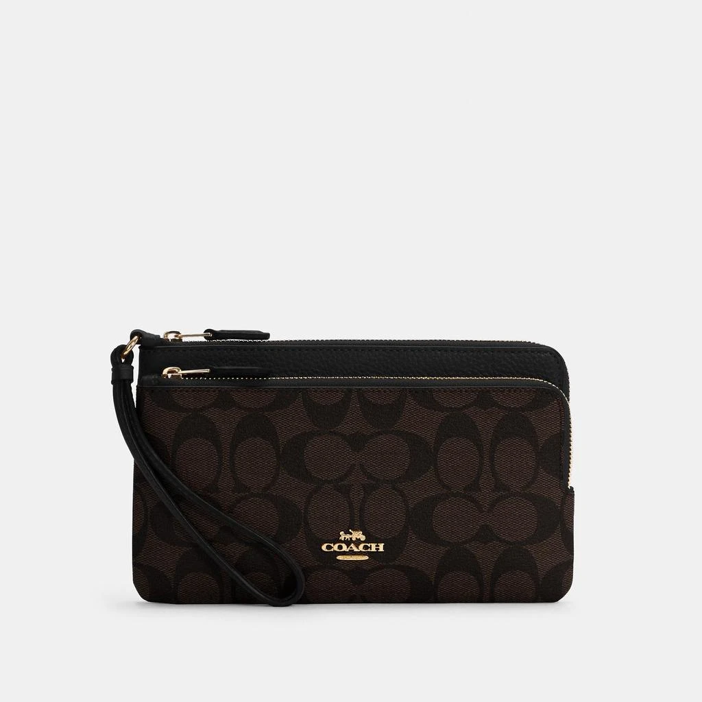 商品Coach|COACH Double Zip Wallet In Signature Canvas,价格¥568,第1张图片