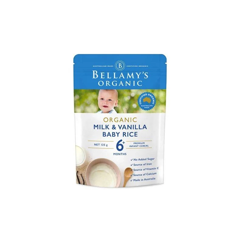 商品Bellamy's|澳大利亚直邮bellamy's贝拉米婴幼儿香草米糊 6+ 125g成分天然,价格¥105,第1张图片