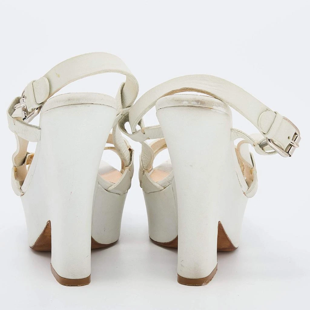 商品[二手商品] Celine|Celine White Leather Strappy Platform Sandals Size 37,价格¥1137,第5张图片详细描述