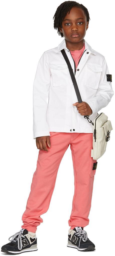 商品Stone Island Junior|Kids White Cotton Gabardine Jacket,价格¥2639,第1张图片