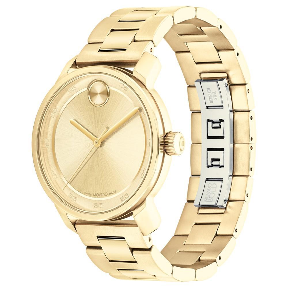 商品Movado|Men's Swiss Bold Access Gold Ion Plated Steel Bracelet Watch 41mm,价格¥5946,第4张图片详细描述