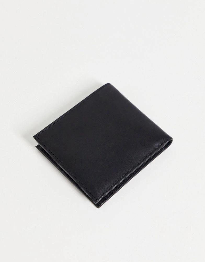 商品Ralph Lauren|Polo Ralph Lauren bifold leather wallet with cardholder in black with silver foil logo,价格¥722,第2张图片详细描述
