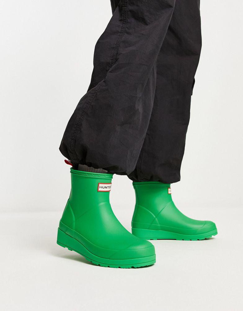 Hunter Original exclusive play short wellington boot in green商品第1张图片规格展示