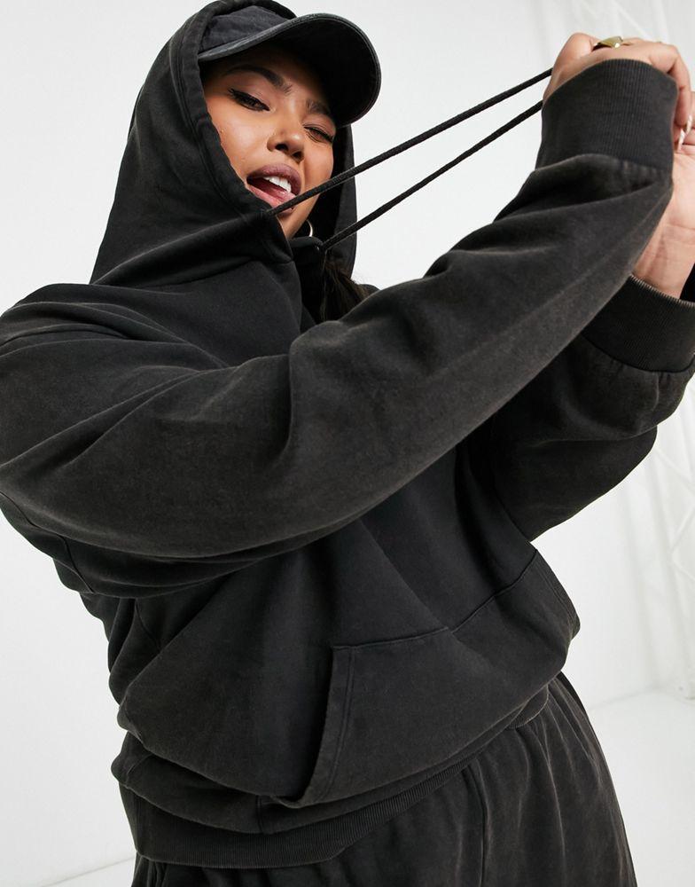 商品ASOS|ASOS DESIGN Curve tracksuit hoodie / jogger in washed charcoal,价格¥359,第4张图片详细描述