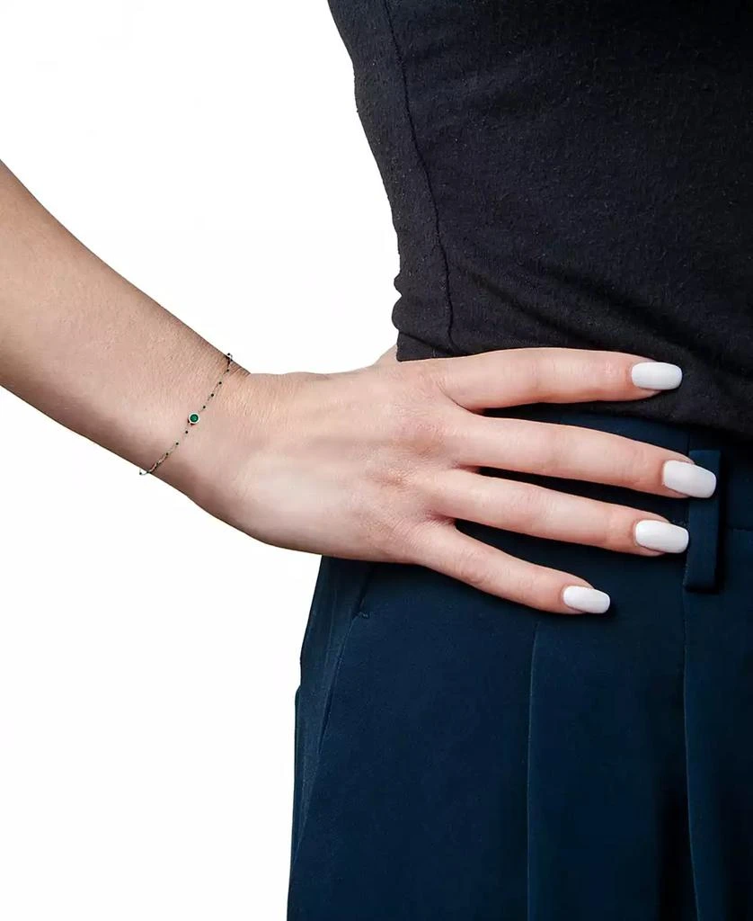 商品Macy's|Aquamarine (1/5 ct. t.w.) & Enamel Bead Link Bracelet in Sterling Silver (Also in Additional Gemstones),价格¥458,第2张图片详细描述