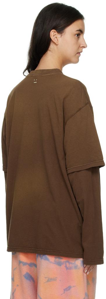 Brown Layered Long Sleeve T-Shirt商品第3张图片规格展示