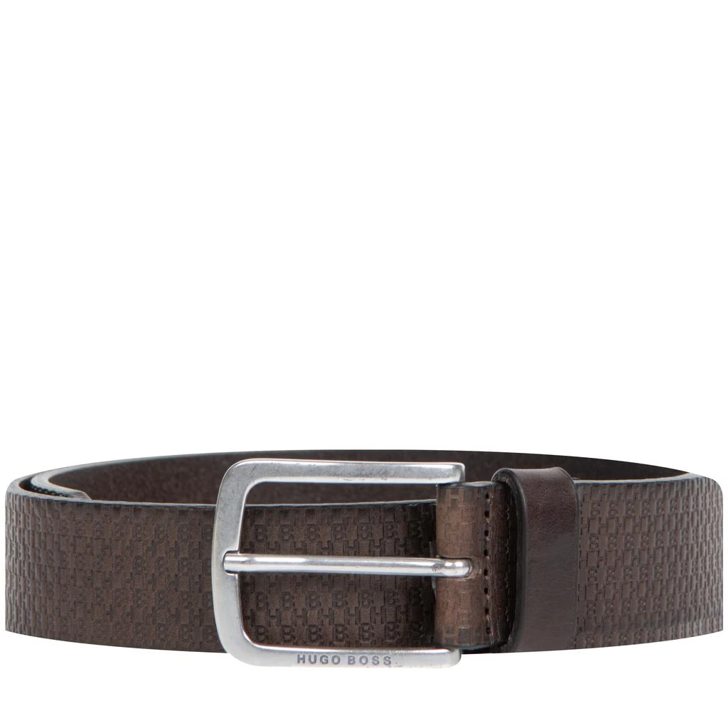 商品Hugo Boss|'Jor HB' Embossed Leather Belt Dark Brown,价格¥712,第1张图片