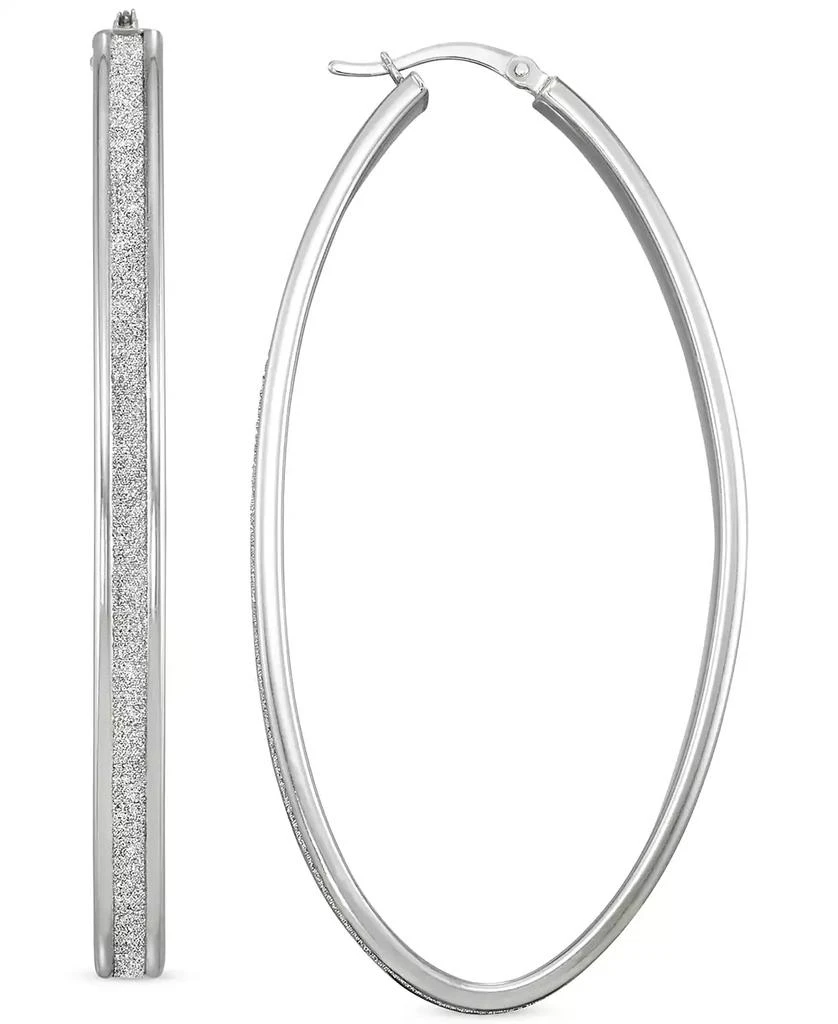 商品Macy's|Glitter Oval-Shape Hoop Earrings in Sterling Silver,价格¥655,第1张图片