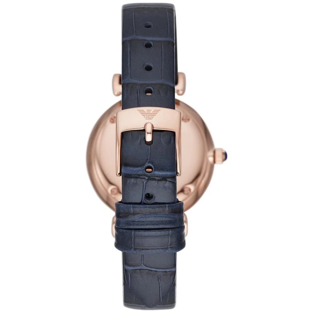 商品Emporio Armani|Women's Blue Leather Strap Watch 32mm,价格¥1984,第2张图片详细描述