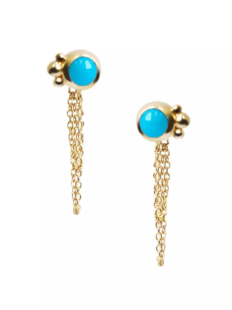 商品Anzie|Dew Drop Bonheur 14K Yellow Gold & Turquoise Chain Earrings,价格¥6370,第1张图片