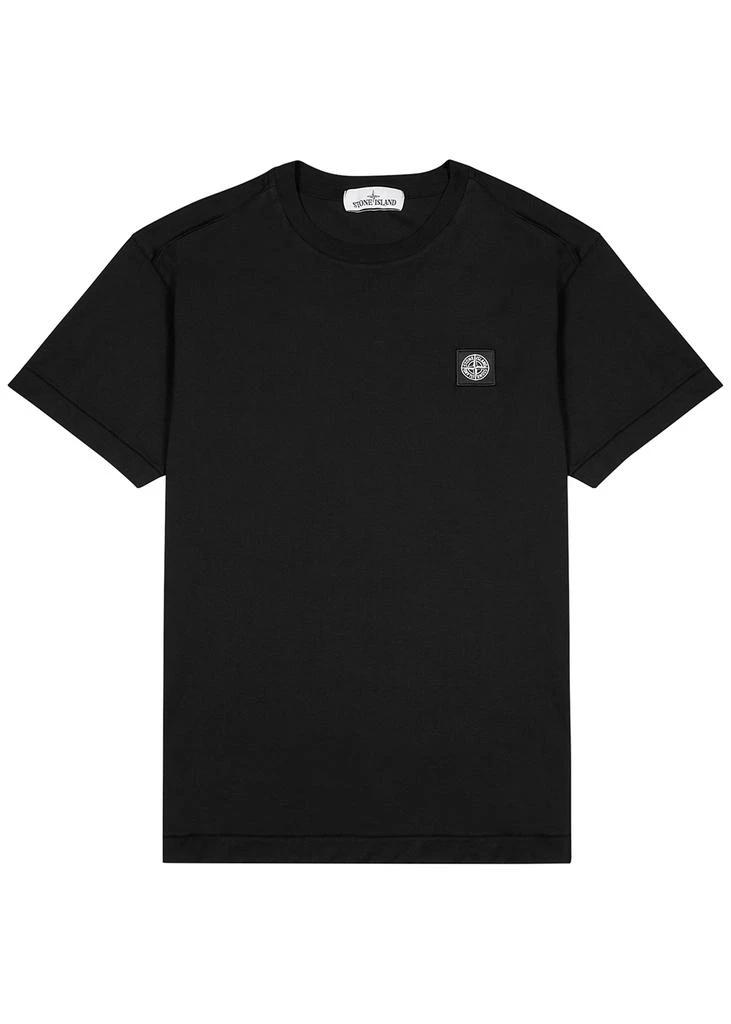 商品Stone Island|Black cotton T-shirt T恤,价格¥848,第1张图片