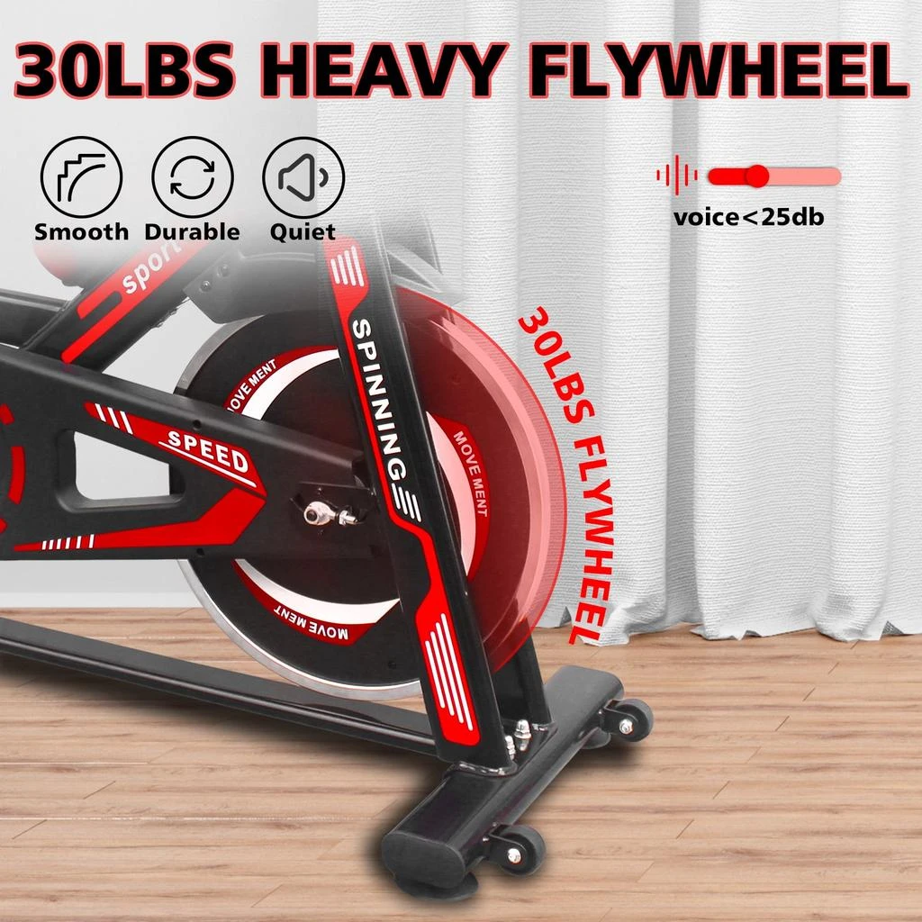 Streamdale Indoor Exercise Bike Cycling Bike with Comfortable Seat Cushion Black+Red 商品