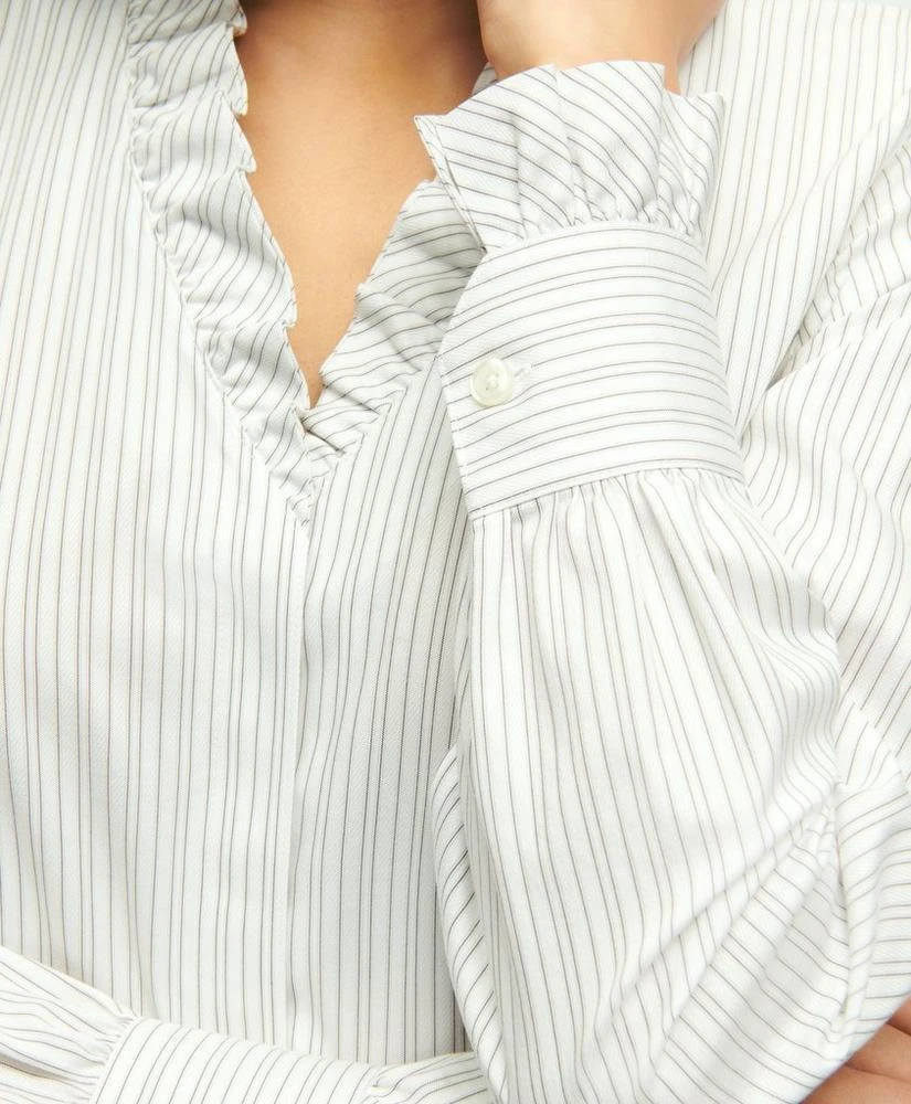 商品Brooks Brothers|Fitted Stretch Supima® Cotton Non-Iron Ruffle Dress Shirt,价格¥511,第2张图片详细描述