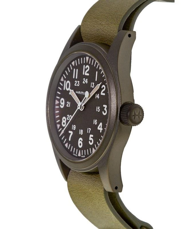 商品Hamilton|Hamilton Khaki Field Mechanical Brown Dial Green Leather Strap Men's Watch H69449861,价格¥3601,第3张图片详细描述