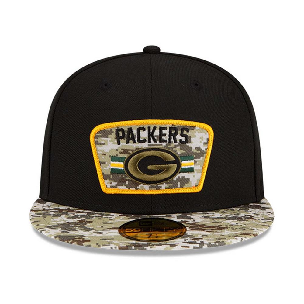 Men's Black-Camouflage Green Bay Packers 2021 Salute To Service 59FIFTY Fitted Hat商品第2张图片规格展示