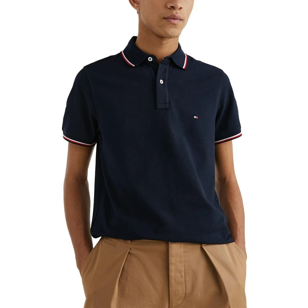 商品Tommy Hilfiger|Men's Tipped Slim Fit Short Sleeve Polo Shirt,价格¥352,第1张图片