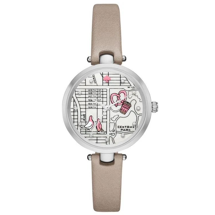 商品Kate Spade|Women's Holland Gray Leather Strap Watch 34mm,价格¥982,第1张图片