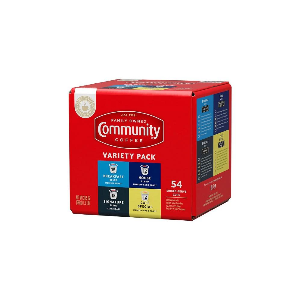 商品Community Coffee|Variety Pack, Medium to Dark Roast Single Serve Pods, Keurig K-Cup Brewer Compatible, 54 Ct,价格¥404,第2张图片详细描述