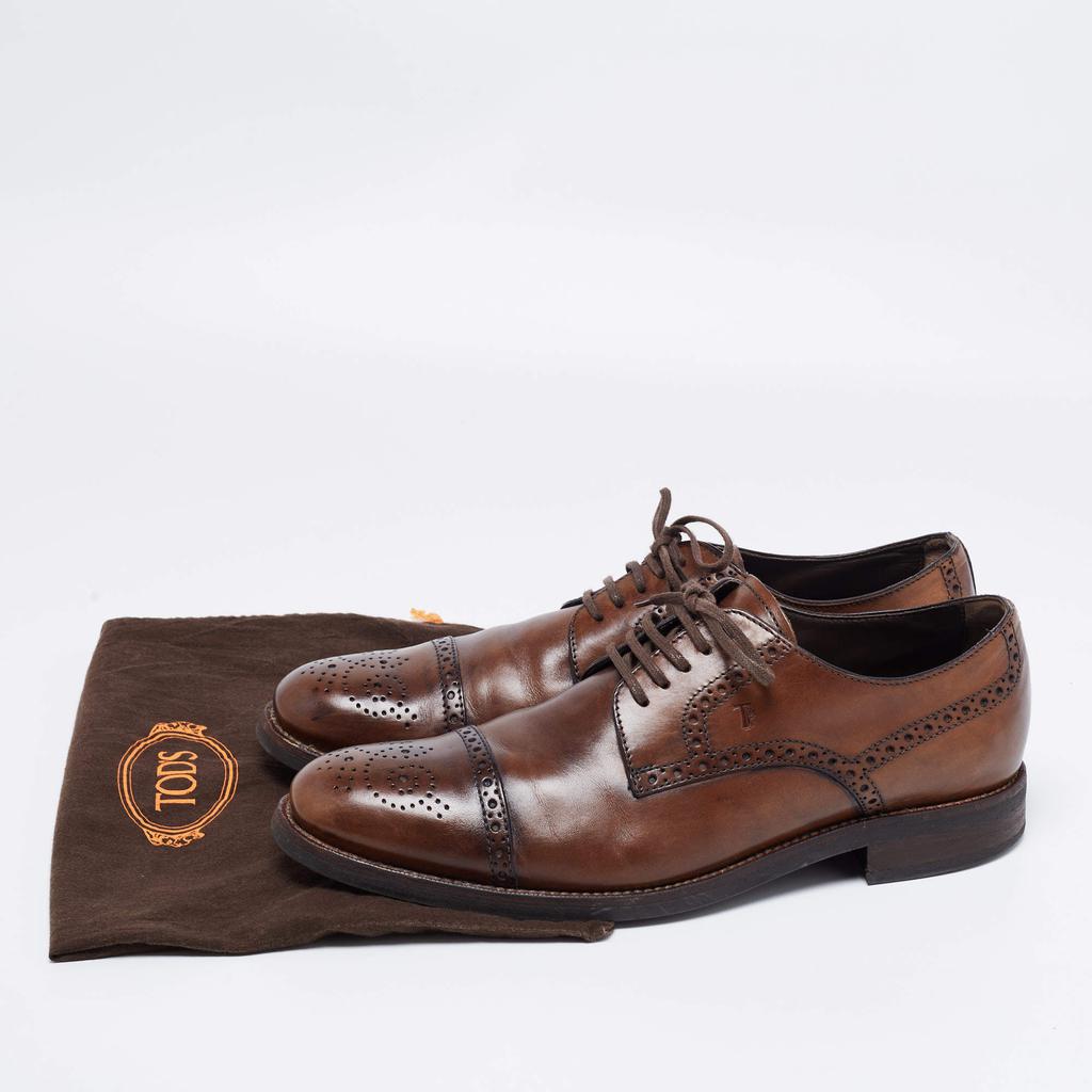 Tod's Dark Brown Brogue Leather Lace Up Derby Size 44.5商品第9张图片规格展示