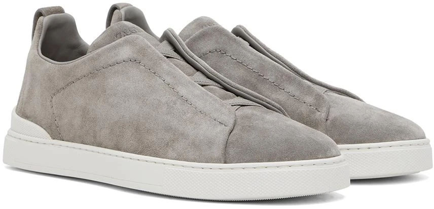 商品Zegna|Gray Triple Stitch Sneakers,价格¥5080,第4张图片详细描述