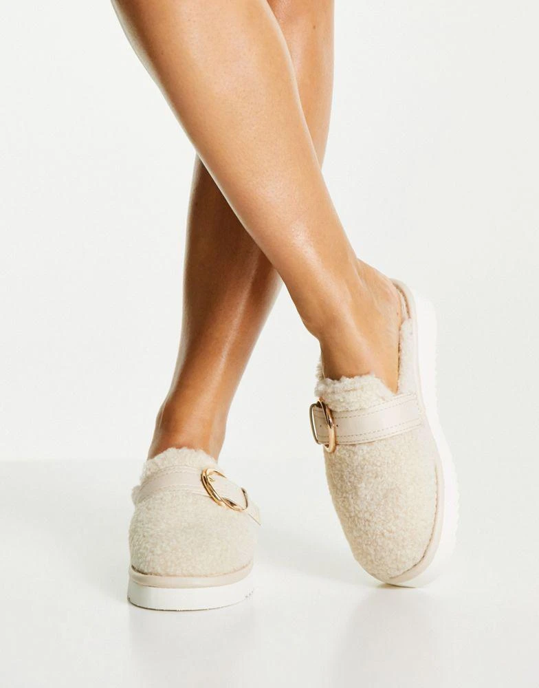 商品ASOS|ASOS DESIGN Manzo borg flat mules in oatmeal,价格¥128,第2张图片详细描述