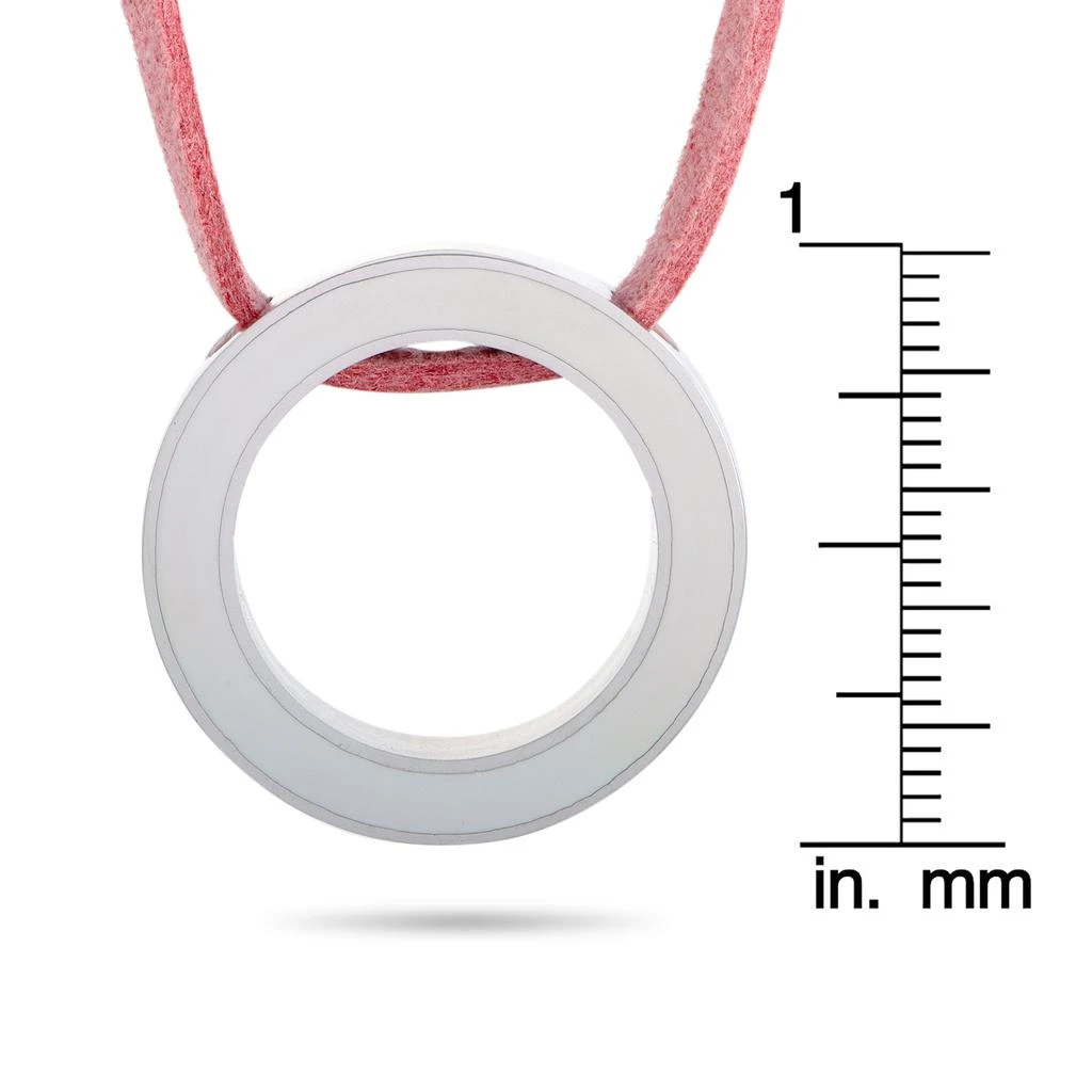 Movado Breast Cancer Awareness Sterling Silver and Enamel Circle Pink Leather Cord Necklace 商品