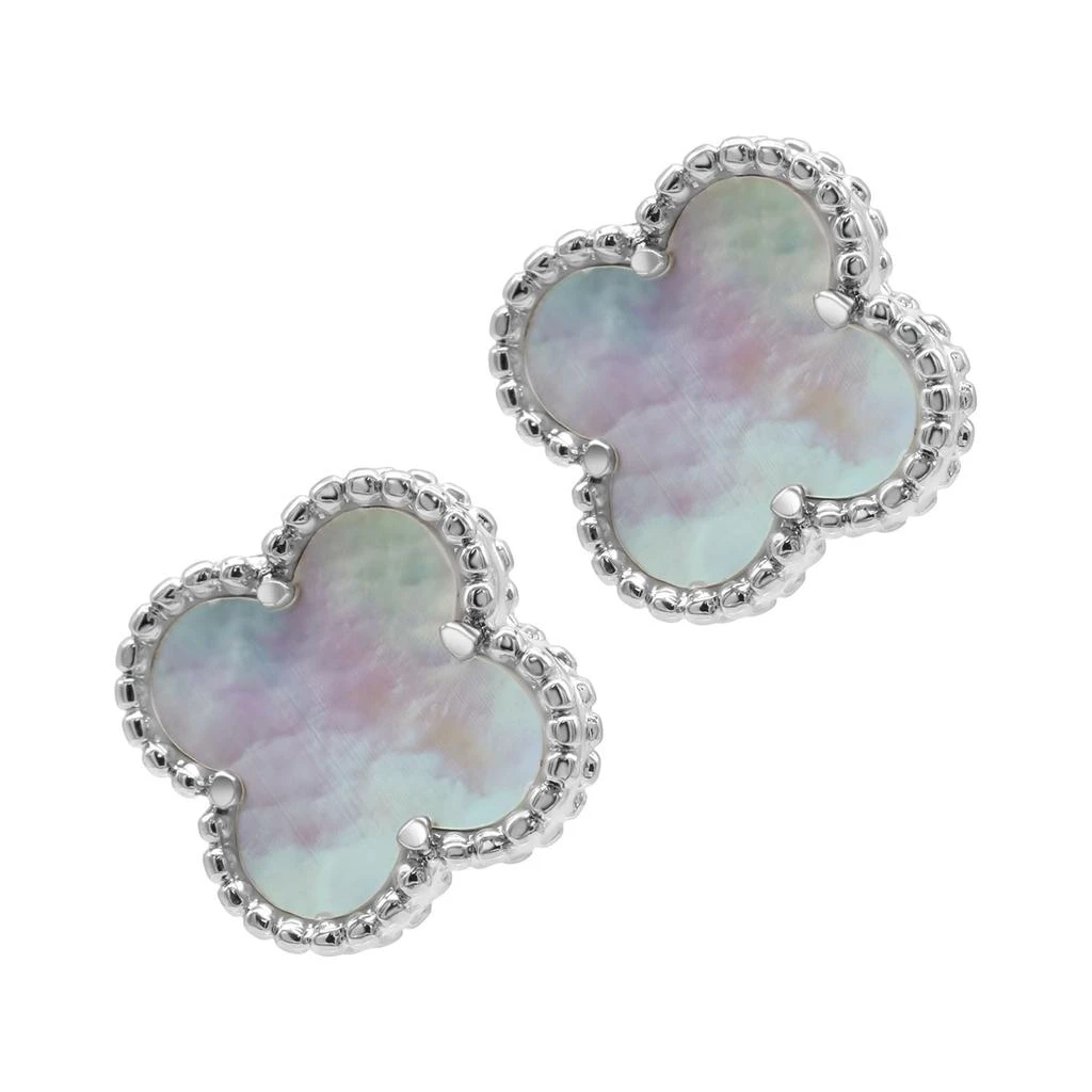 商品ADORNIA|Quatrefoil White Mother of Pearl Clover Stud Earrings silver,价格¥159,第1张图片