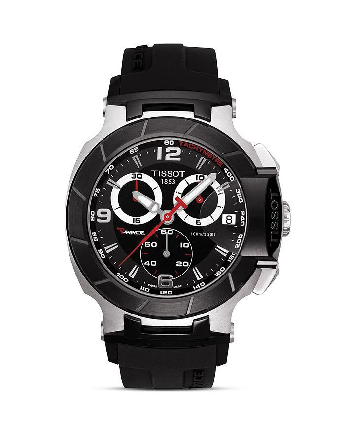 商品Tissot|Tissot T-Race Men's Black Quartz Chronograph Rubber Strap Watch, 50mm,价格¥3401,第1张图片