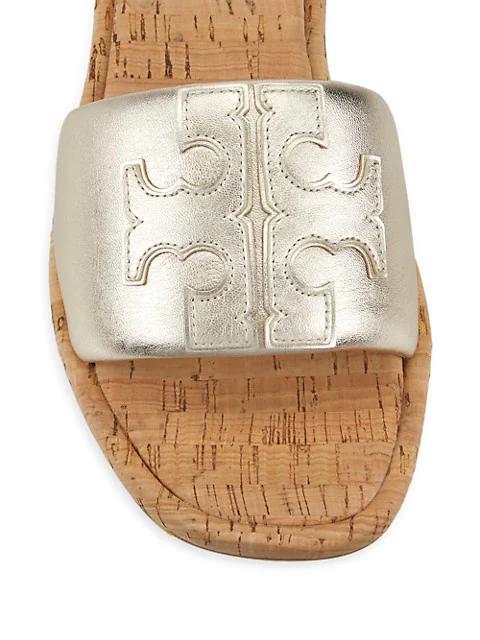 商品Tory Burch|Double T Metallic Leather Sport Slides,价格¥1459,第6张图片详细描述