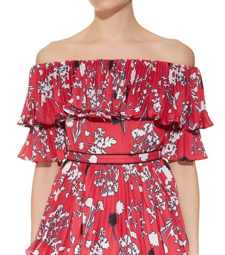 商品Self Portrait|Floral Pleated Off-The-Shoulder Dress,价格¥1222,第4张图片详细描述